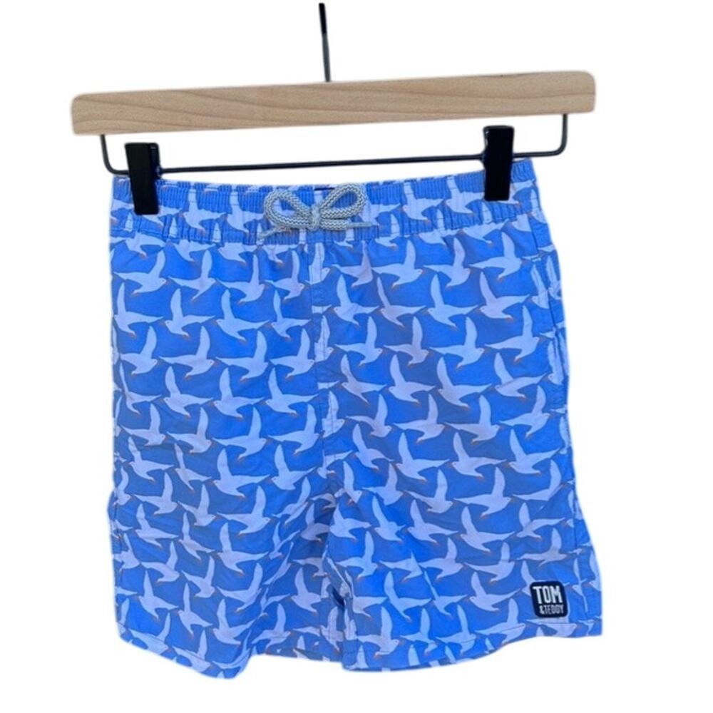 Tom & Teddy Australian swim trunks for boys. Seagull bird print. Sz 5/6